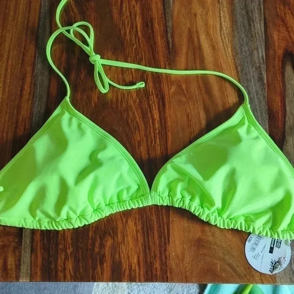 Women's decree neon green triangle bikini top - Picture 8 of 8